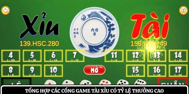 Tổng hợp các cổng game tài xỉu có tỷ lệ thưởng cao